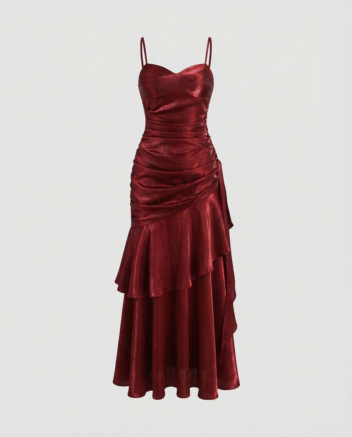 Women's Velvet Evening Dress with Ruffle Skirt