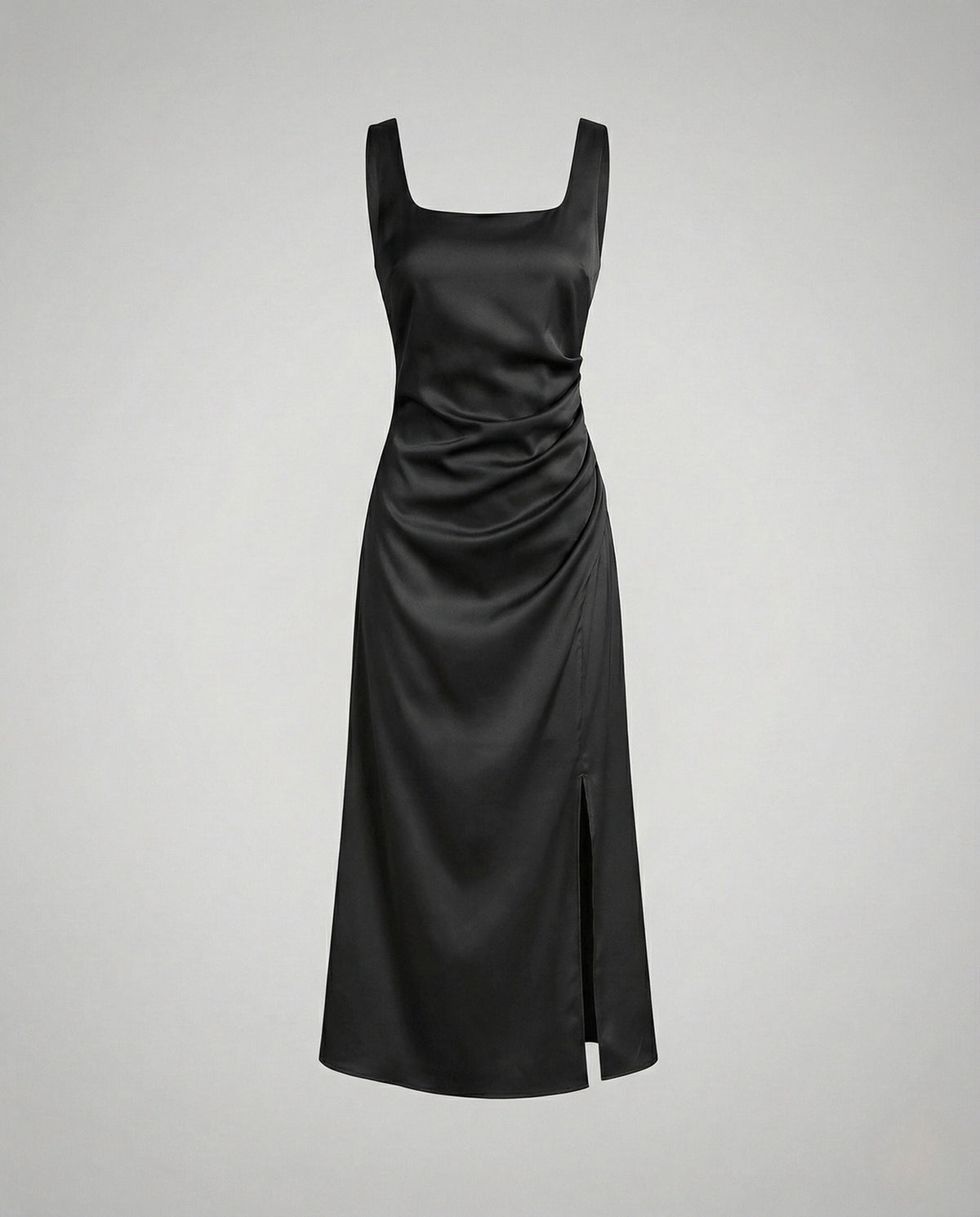 Women's Satin Evening Dress with High Slit