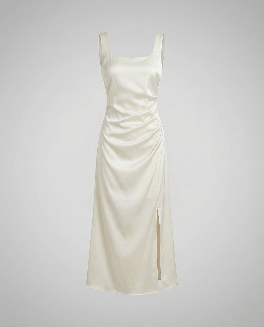 Women's Satin Evening Dress with High Slit
