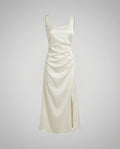 Women's Satin Evening Dress with High Slit