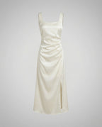 Women's Satin Evening Dress with High Slit