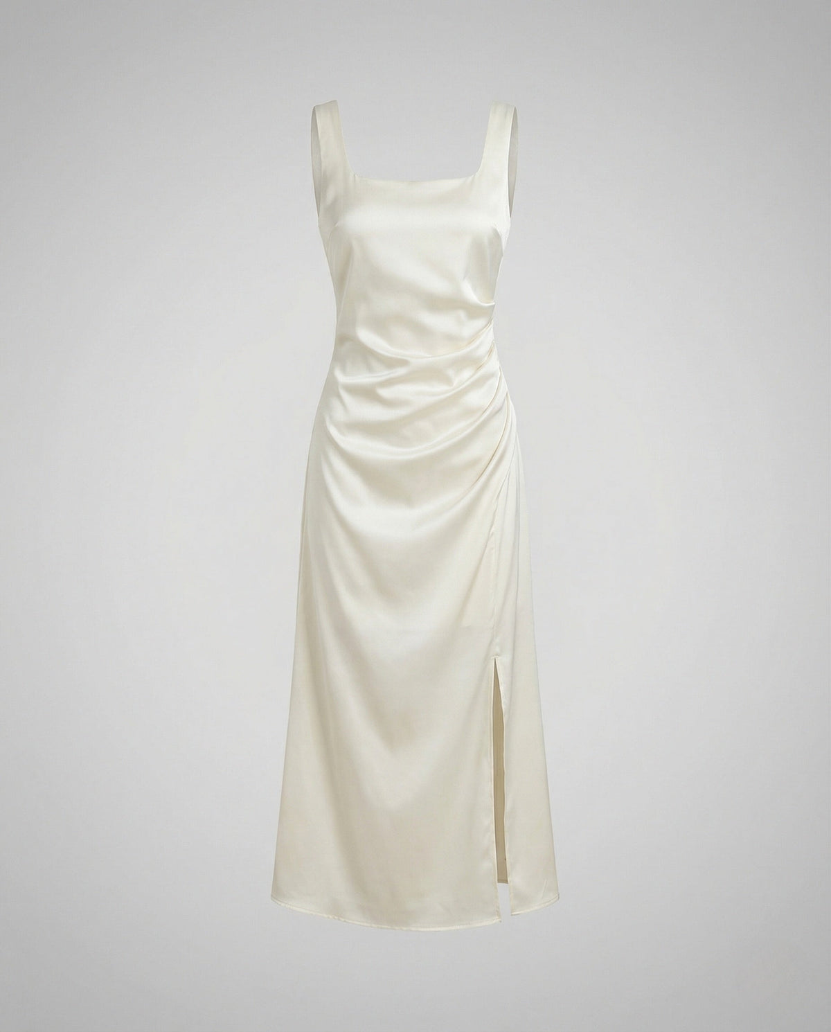 Women's Satin Evening Dress with High Slit