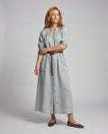 Women's Maxi Shirt Dress with Tie Belt - Front View