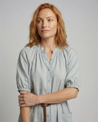 Women's Maxi Shirt Dress with Tie Belt - Upper Body View