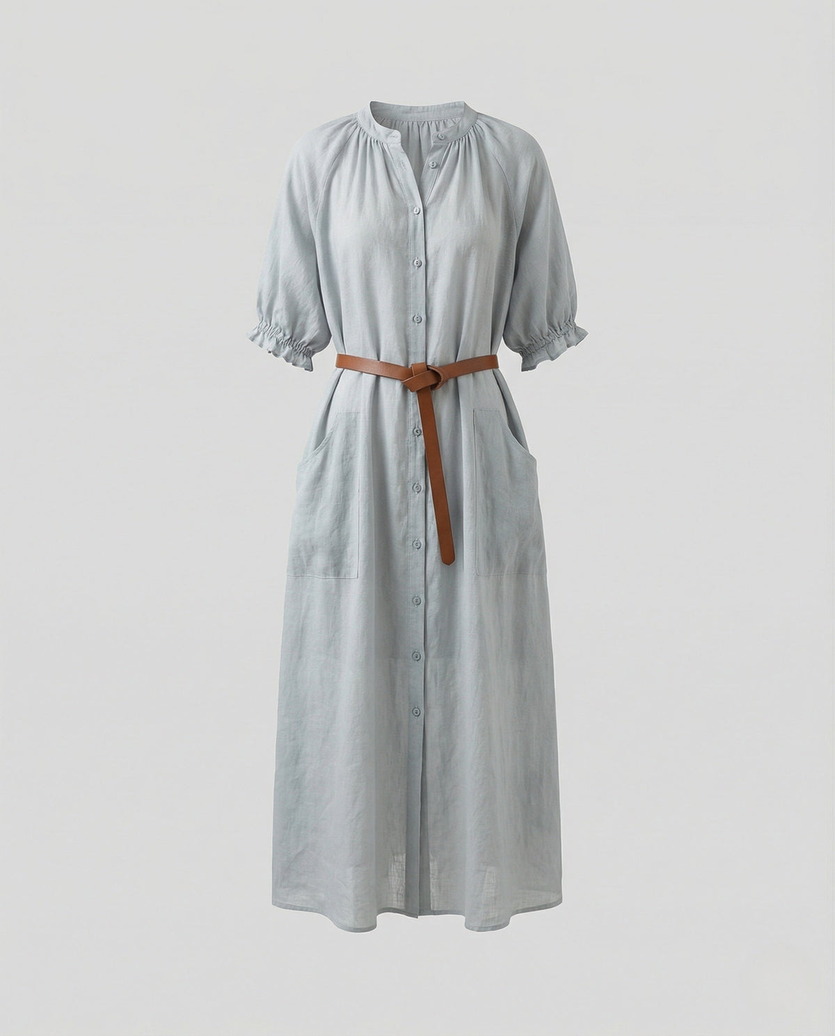 Women's Maxi Shirt Dress with Tie Belt