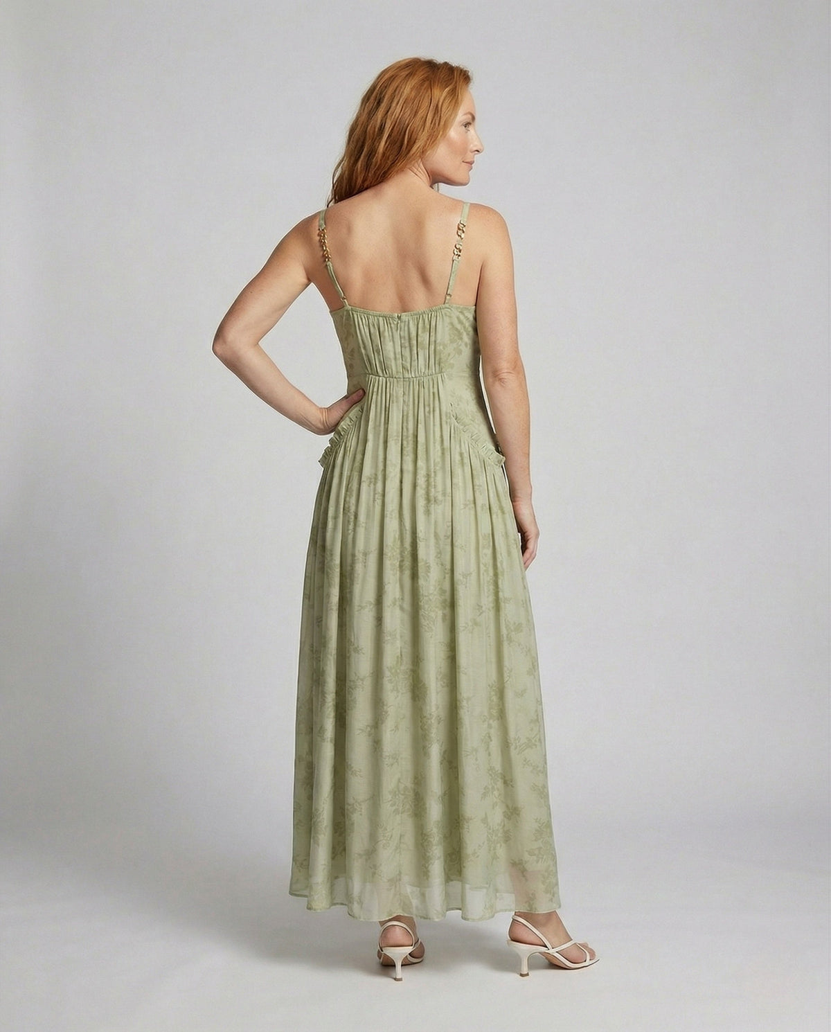 Women's Jacquard Maxi Dress with Bustier - Back View