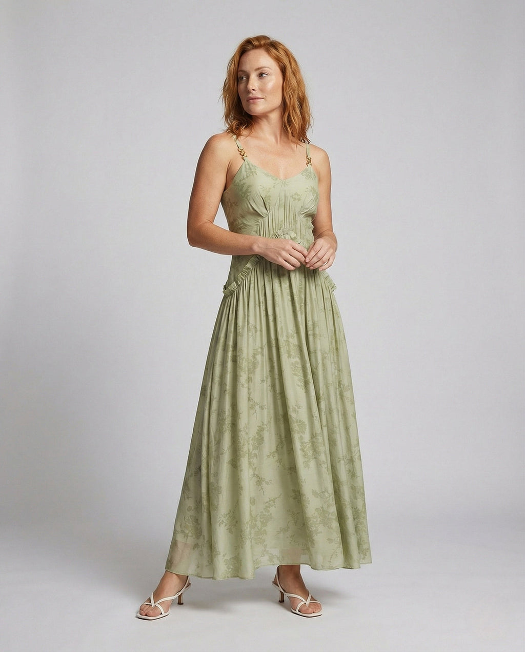 Women's Jacquard Maxi Dress with Bustier - Front View