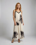 Women's Slip Dress with V-Back and Watercolor Print - Front View