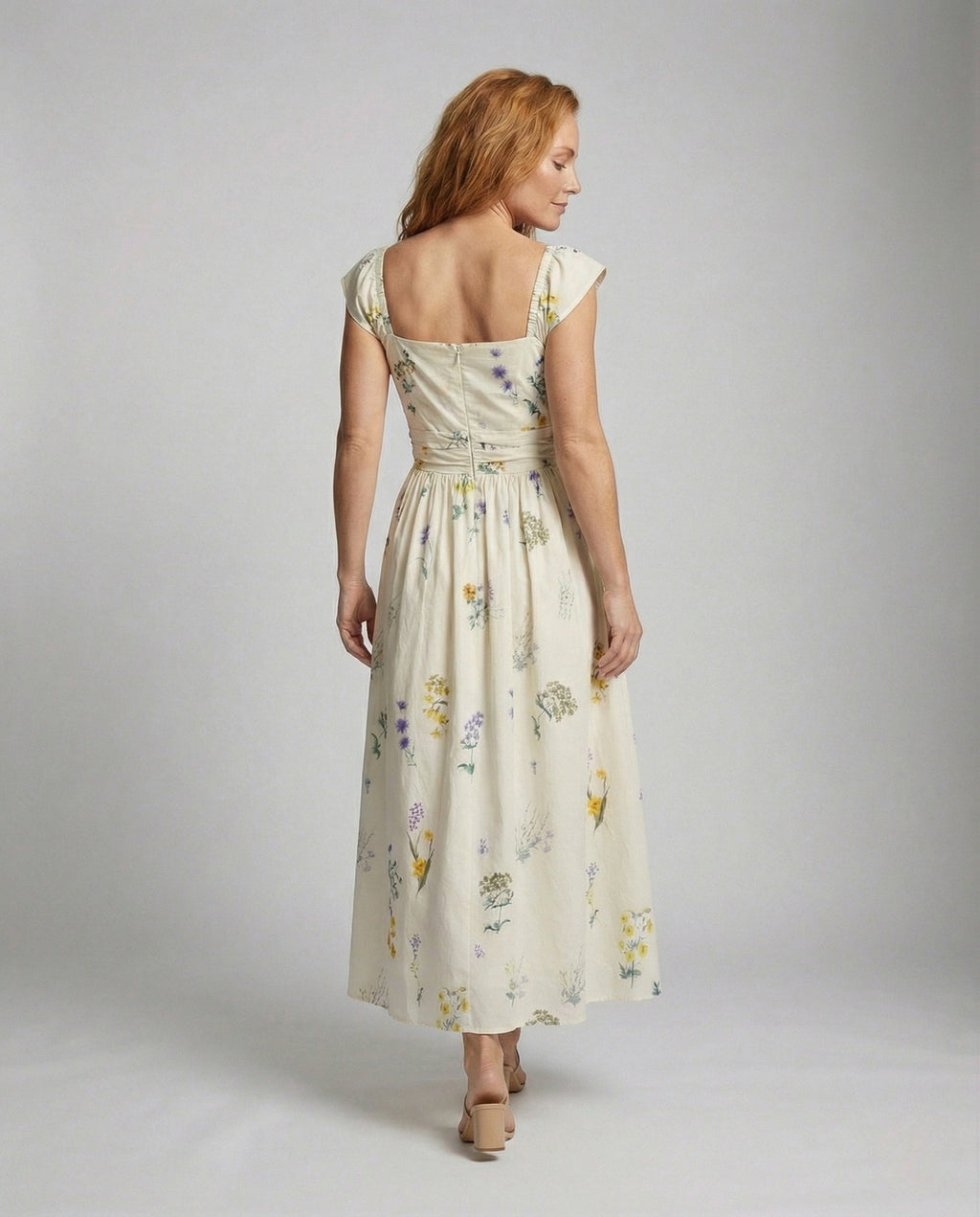 Women's Floral Summer Maxi Dress with Corset - Back View