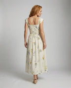 Women's Floral Summer Maxi Dress with Corset - Back View