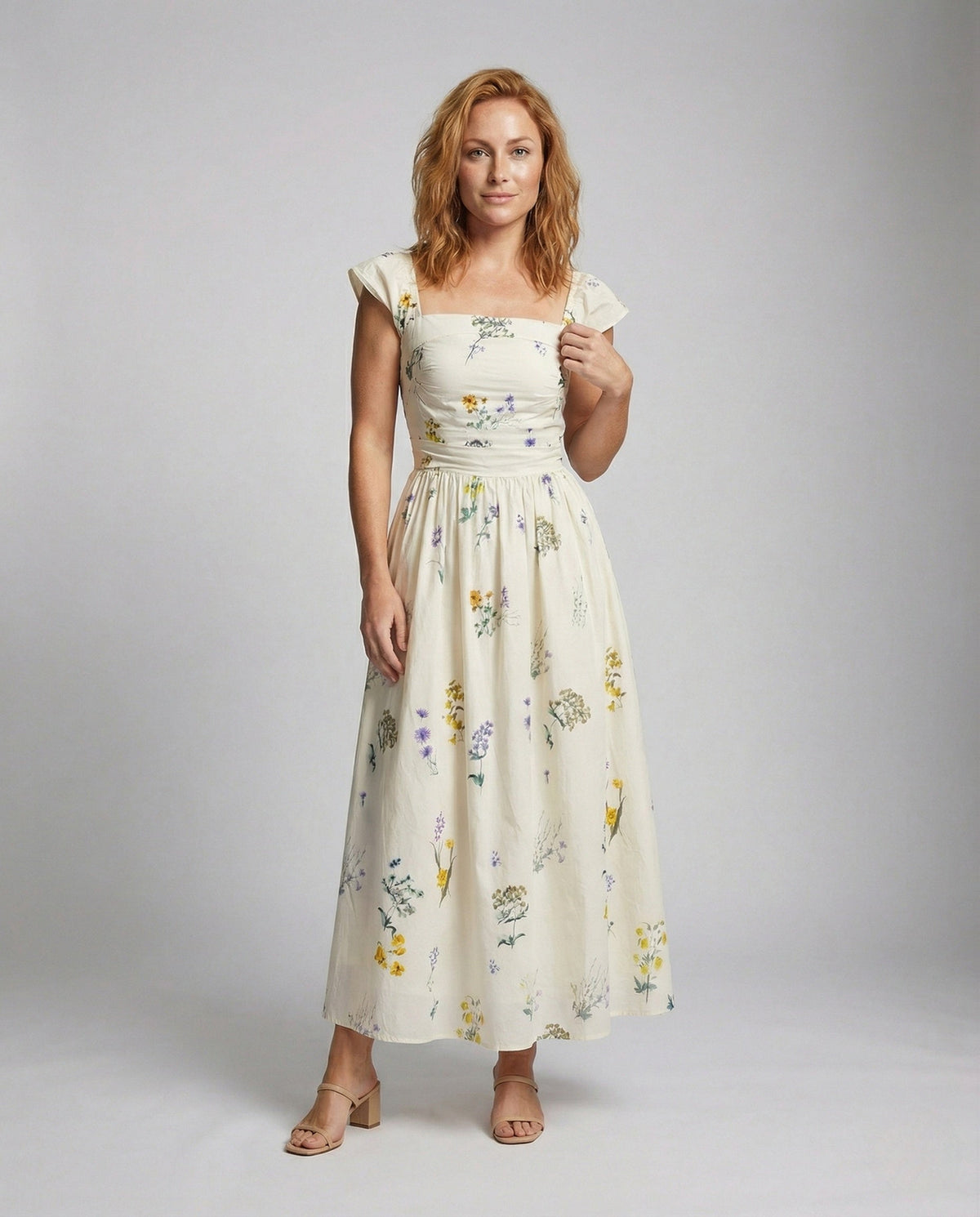 Women's Floral Summer Maxi Dress with Corset - Front View