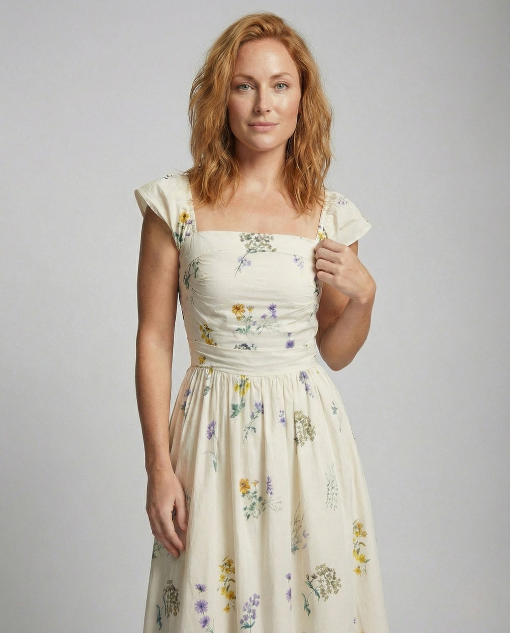 Women's Floral Summer Maxi Dress with Corset - Upper Body View