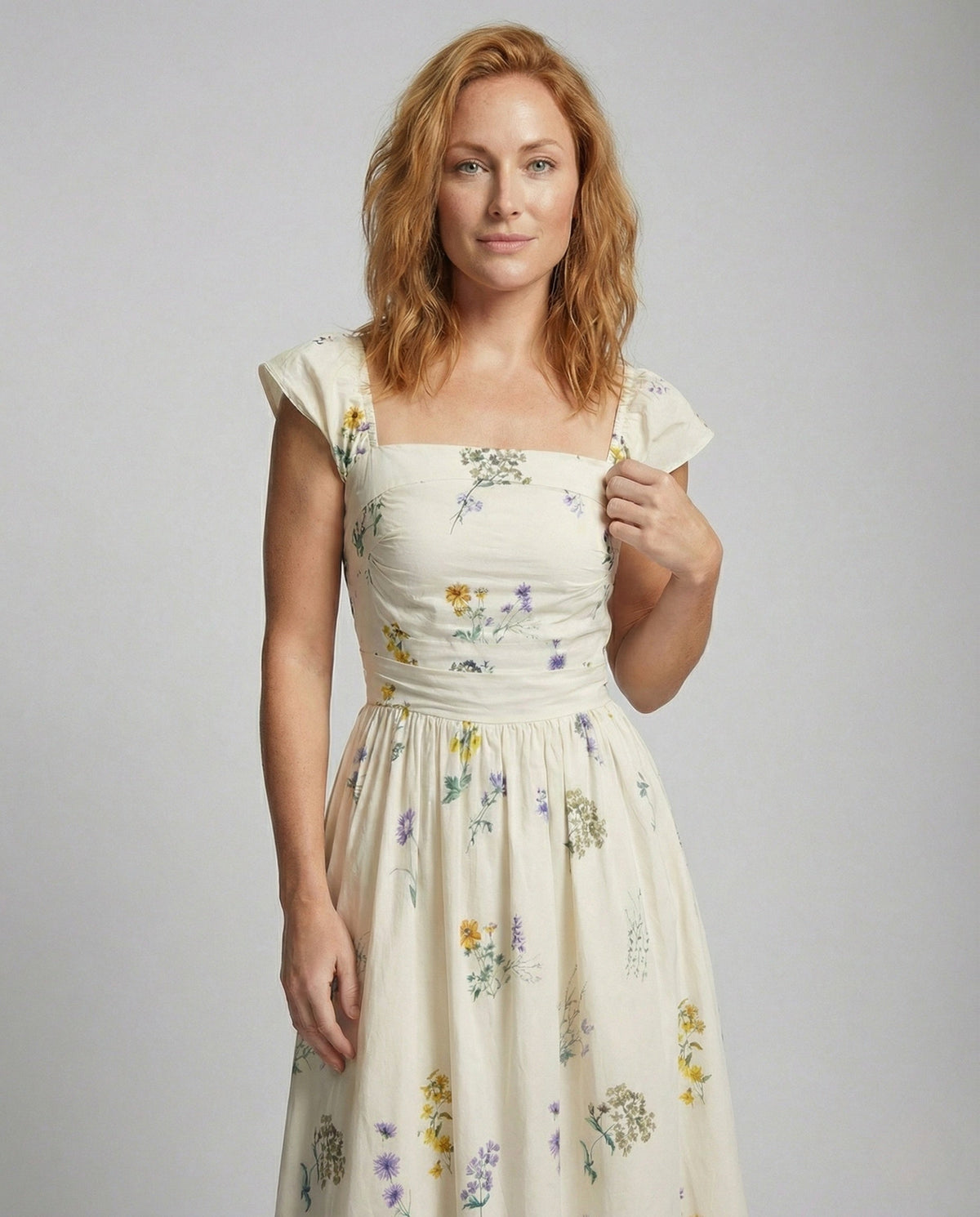Women's Floral Summer Maxi Dress with Corset - Upper Body View
