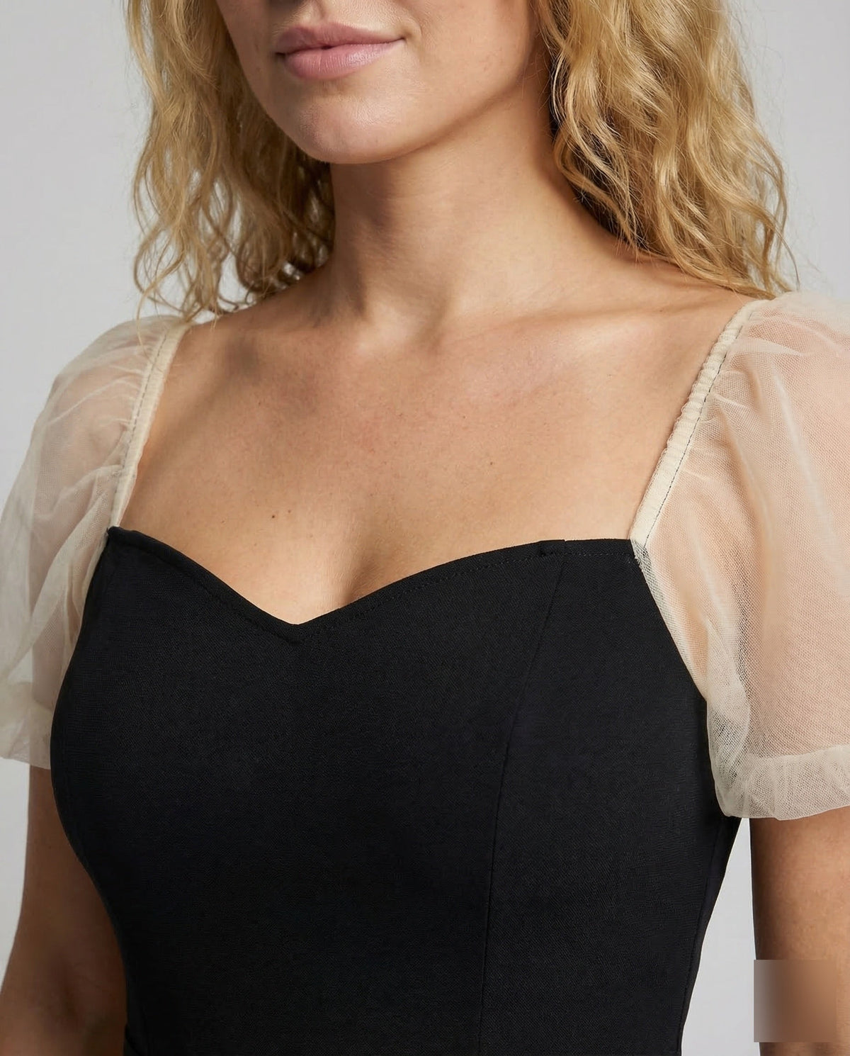 Women's Gala Maxi Dress with Tulle Skirt - Close-Up Detail