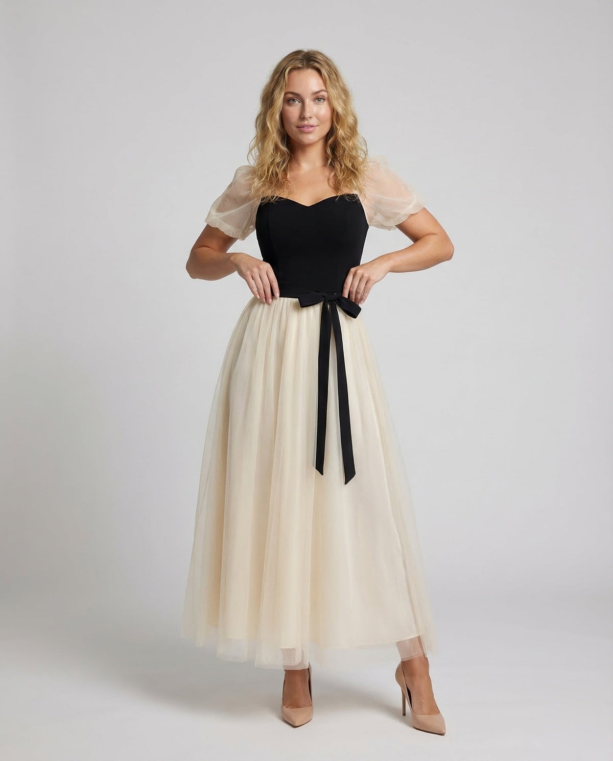 Women's Gala Maxi Dress with Tulle Skirt - Front View