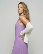 Women's Crinkled Midi Dress with Spaghetti Straps - Upper Body View