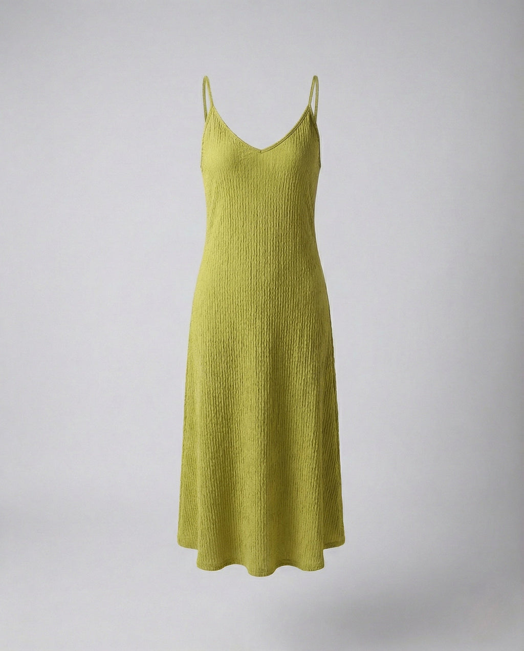 Women's Crinkled Midi Dress with Spaghetti Straps