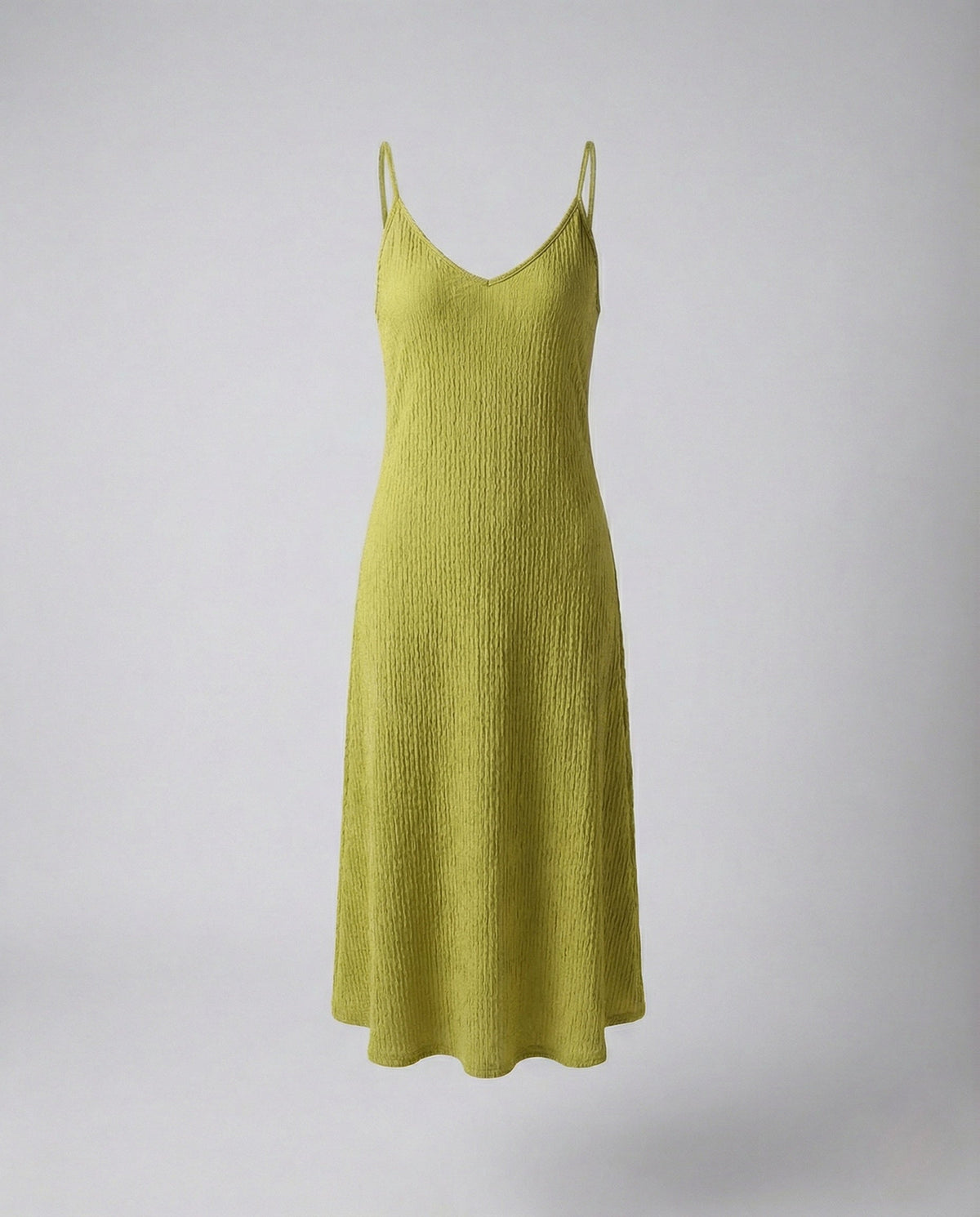Women's Crinkled Midi Dress with Spaghetti Straps