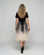 Women's Ball Gown with Velvet Top and Tulle Skirt - Back View