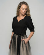 Women's Ball Gown with Velvet Top and Tulle Skirt - Upper Body View