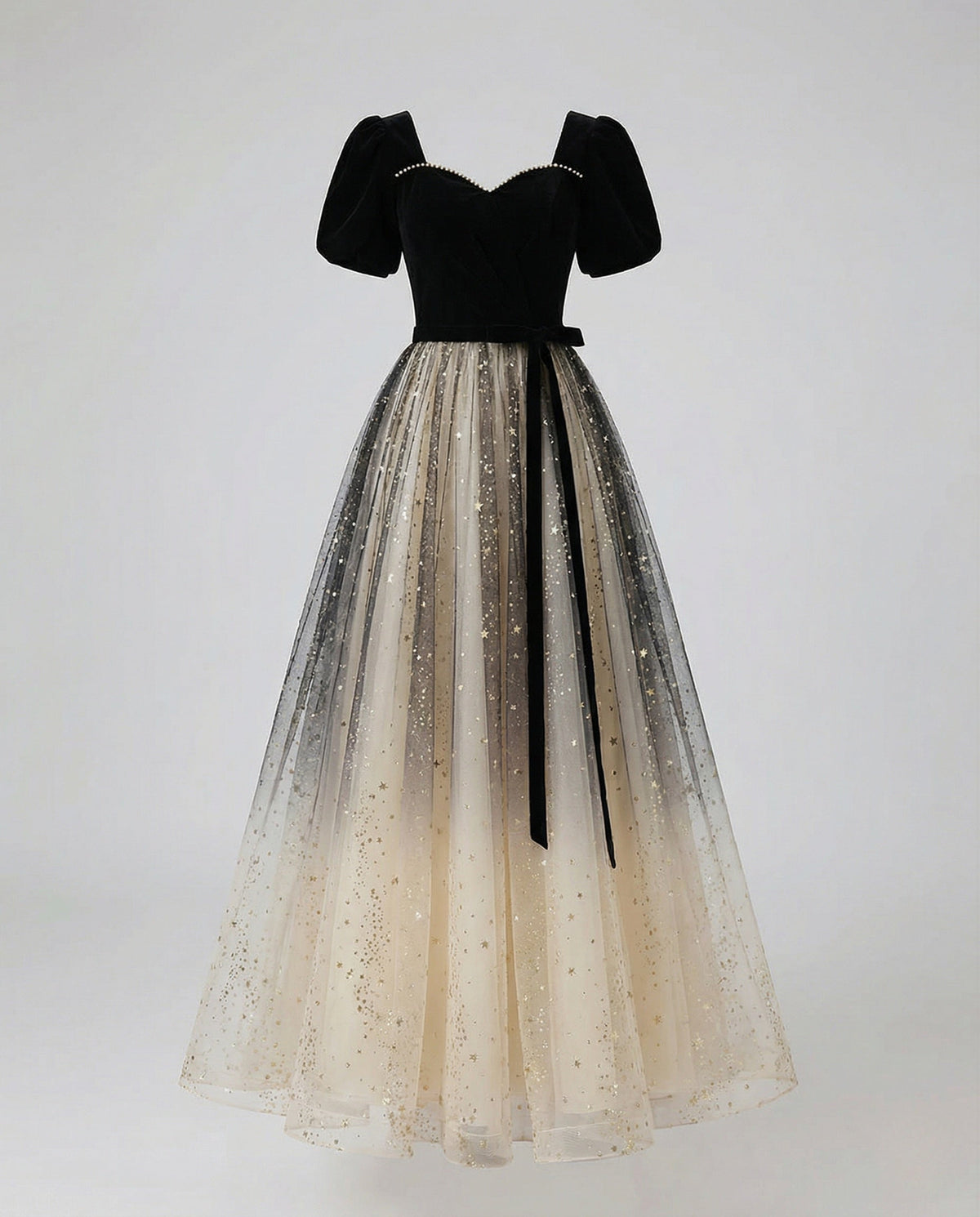Women's Ball Gown with Velvet Top and Tulle Skirt