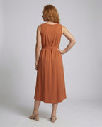 Women's Ankle-Length Casual Dress with Pockets - Back View