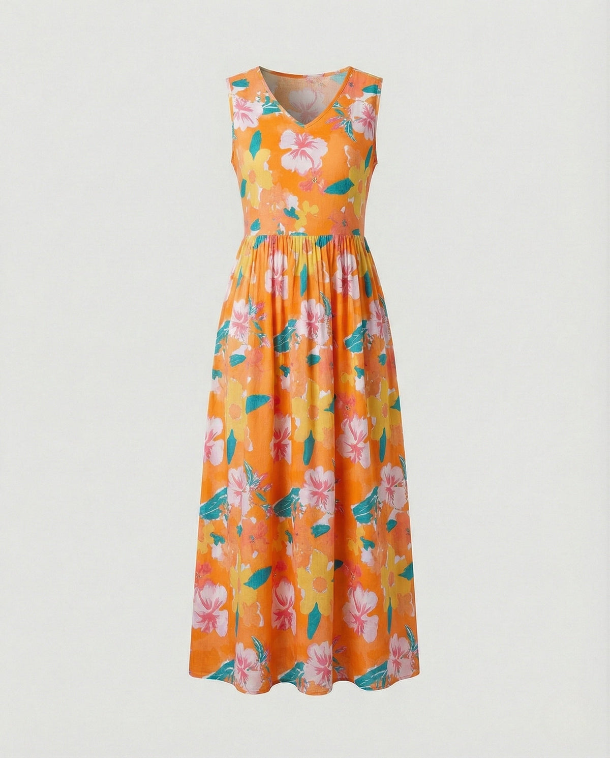 Women's Ankle-Length Casual Dress with Pockets
