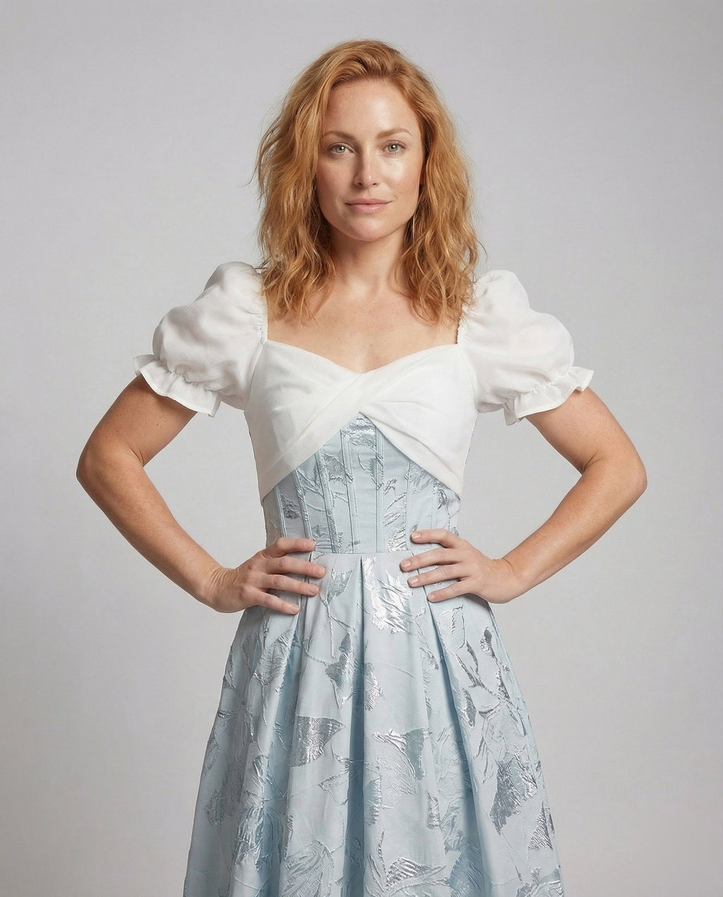 Women's Ball Gown with Jacquard Skirt - Upper Body View