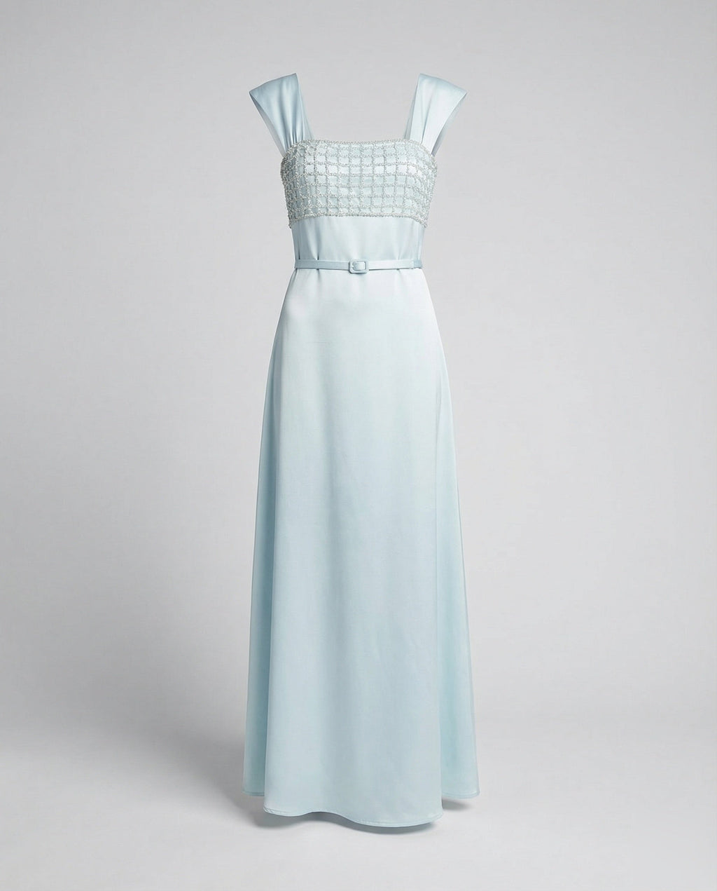 Women's Long Evening Dress with Embroidered Bustier in Empire Cut