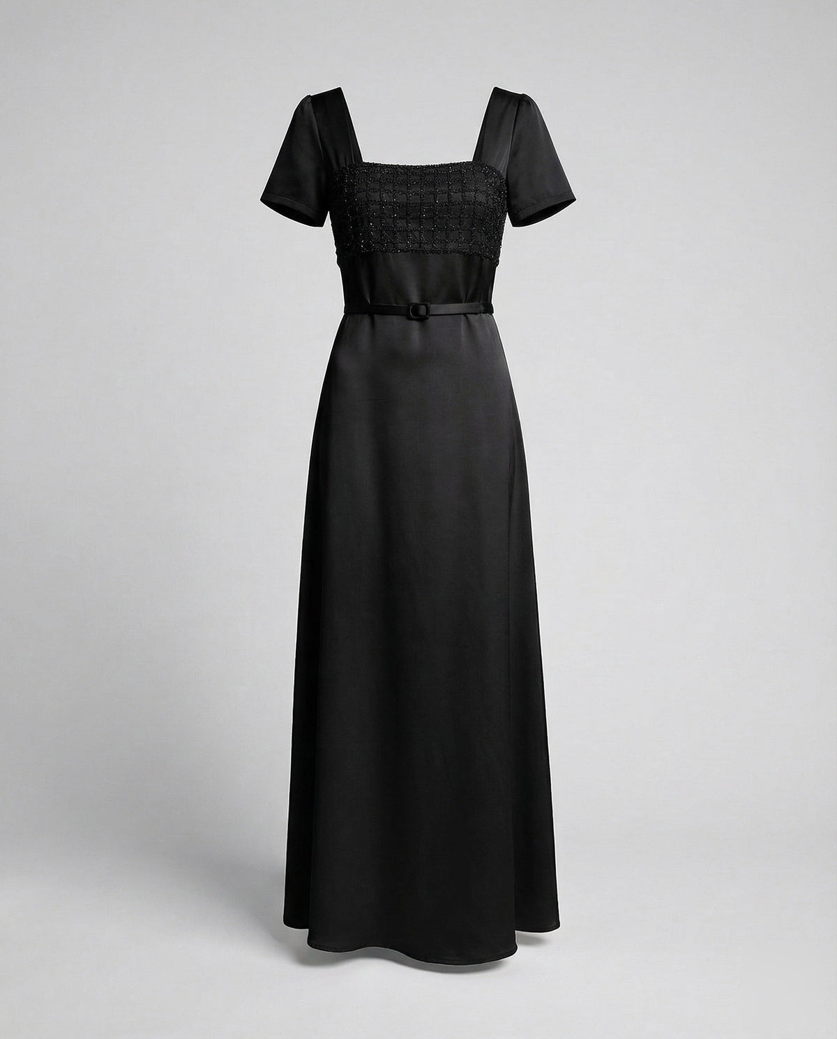 Women's Long Evening Dress with Embroidered Bustier in Empire Cut