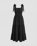 Women's Long Smok Bustier Dress with Tiered Skirt