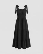 Women's Long Smok Bustier Dress with Tiered Skirt