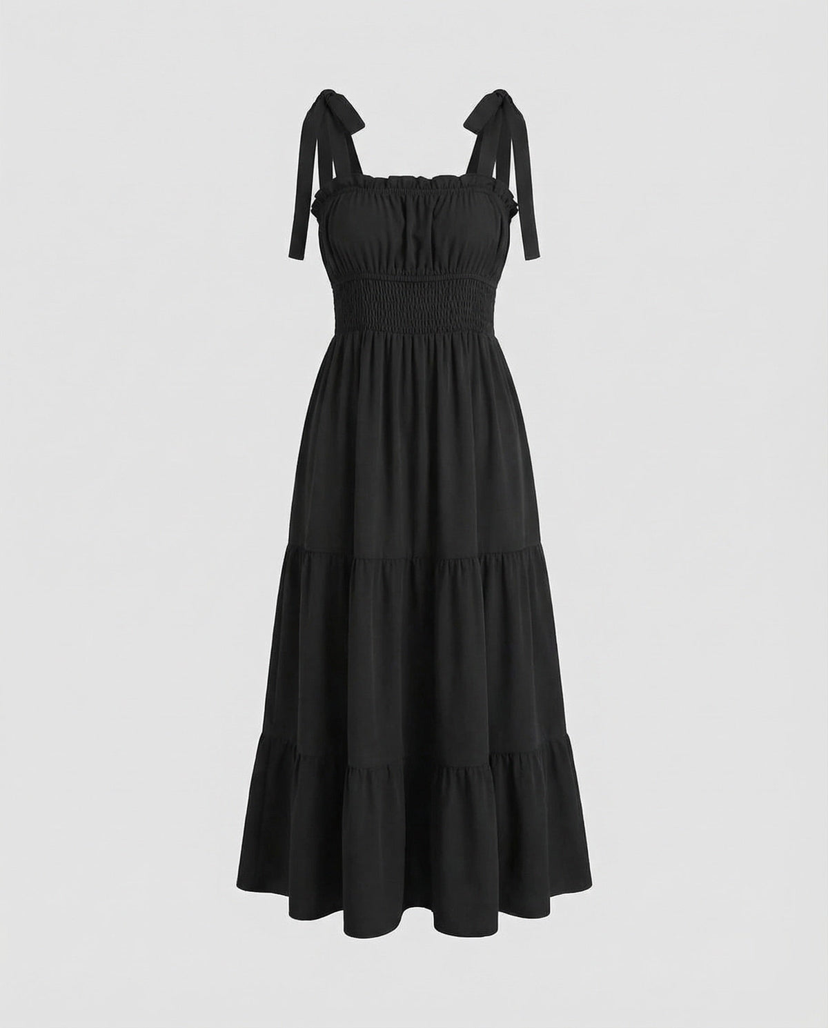 Women's Long Smok Bustier Dress with Tiered Skirt