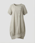 Women's Linen Short Dress in A-Line with Pockets