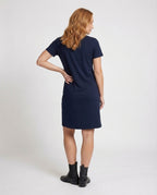 Women's Short Sleeve Jersey Dress in A-Line - Back View