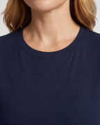 Women's Short Sleeve Jersey Dress in A-Line - Close-Up Detail