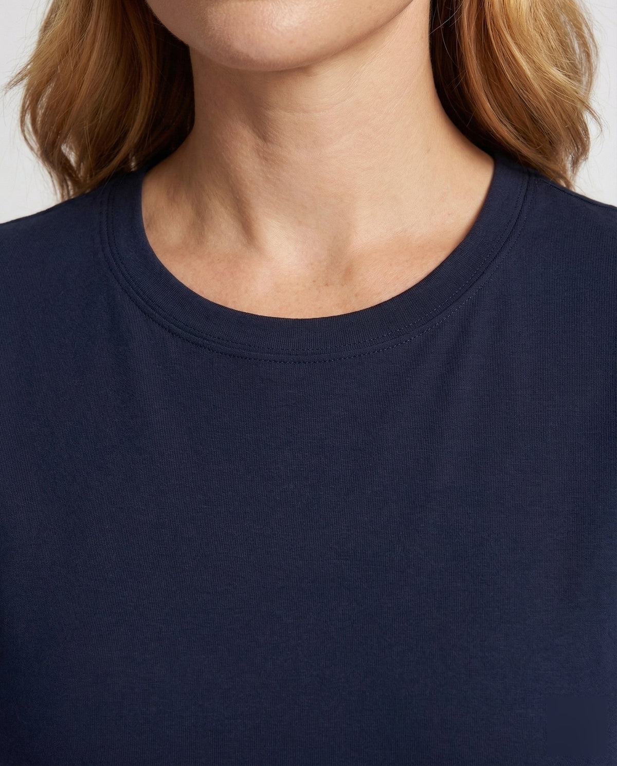 Women's Short Sleeve Jersey Dress in A-Line - Close-Up Detail