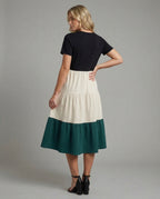 Women's Tiered Ruffle Dress made of Cotton Blend - Back View
