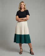 Women's Tiered Ruffle Dress made of Cotton Blend - Front View