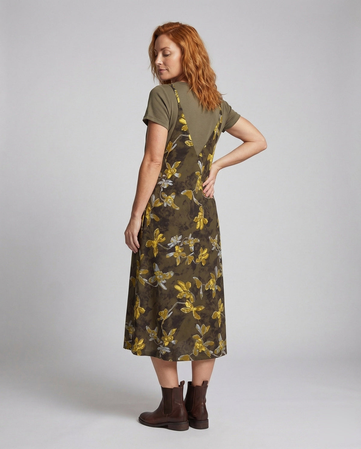 Women's Overalls Maxi Dress in Denim Look - Back View