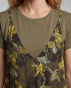 Women's Overalls Maxi Dress in Denim Look - Close-Up Detail