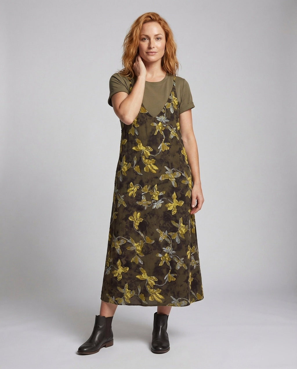 Women's Overalls Maxi Dress in Denim Look - Front View