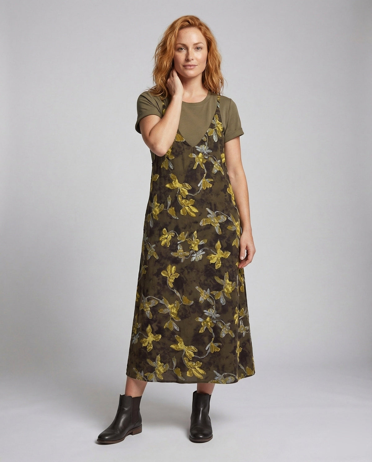 Women's Overalls Maxi Dress in Denim Look - Front View