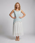 Women's Layered Midi Dress with Crochet Top - Front View