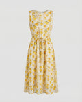 Women's Floral Midi Dress with Drawstring Waist