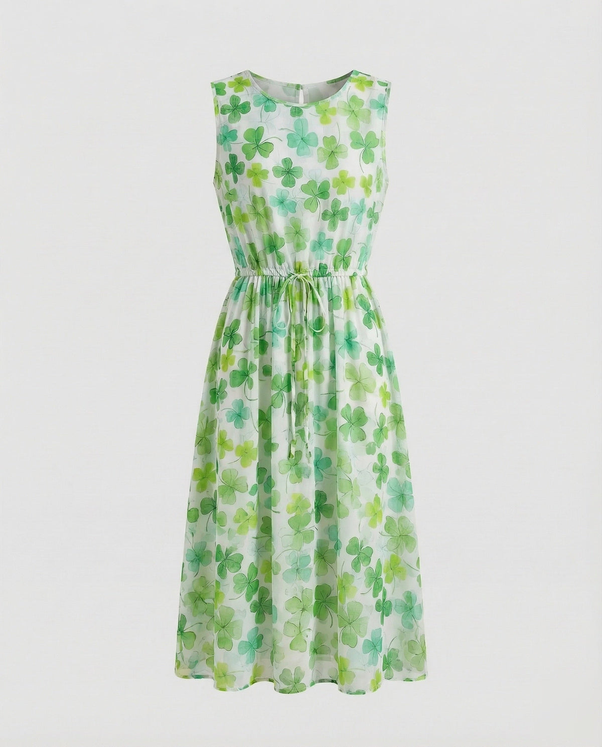 Women's Floral Midi Dress with Drawstring Waist