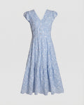Women's Eyelet Embroidery Maxi Dress with Ruffle Skirt