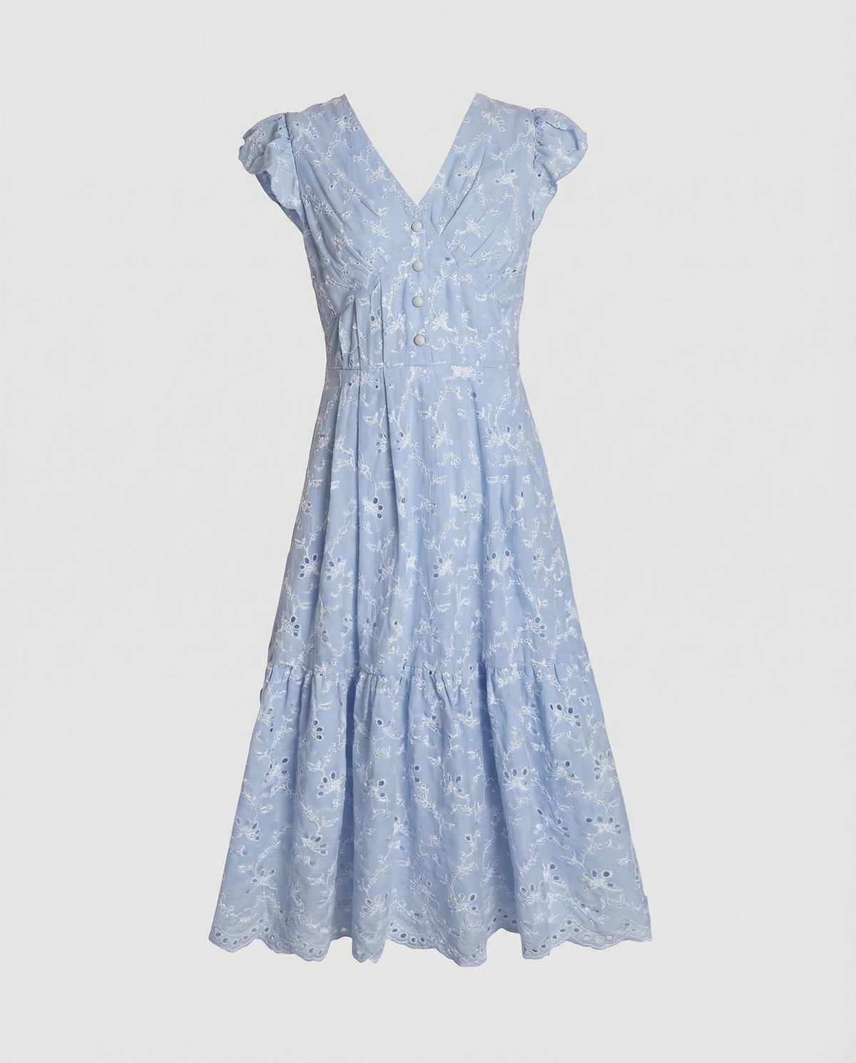 Women's Eyelet Embroidery Maxi Dress with Ruffle Skirt