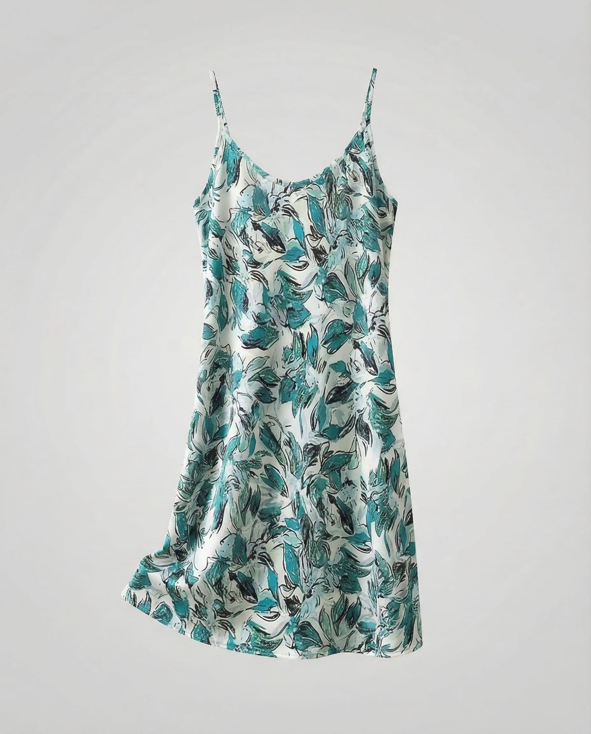 Women's Satin Slip Dress with Floral Pattern