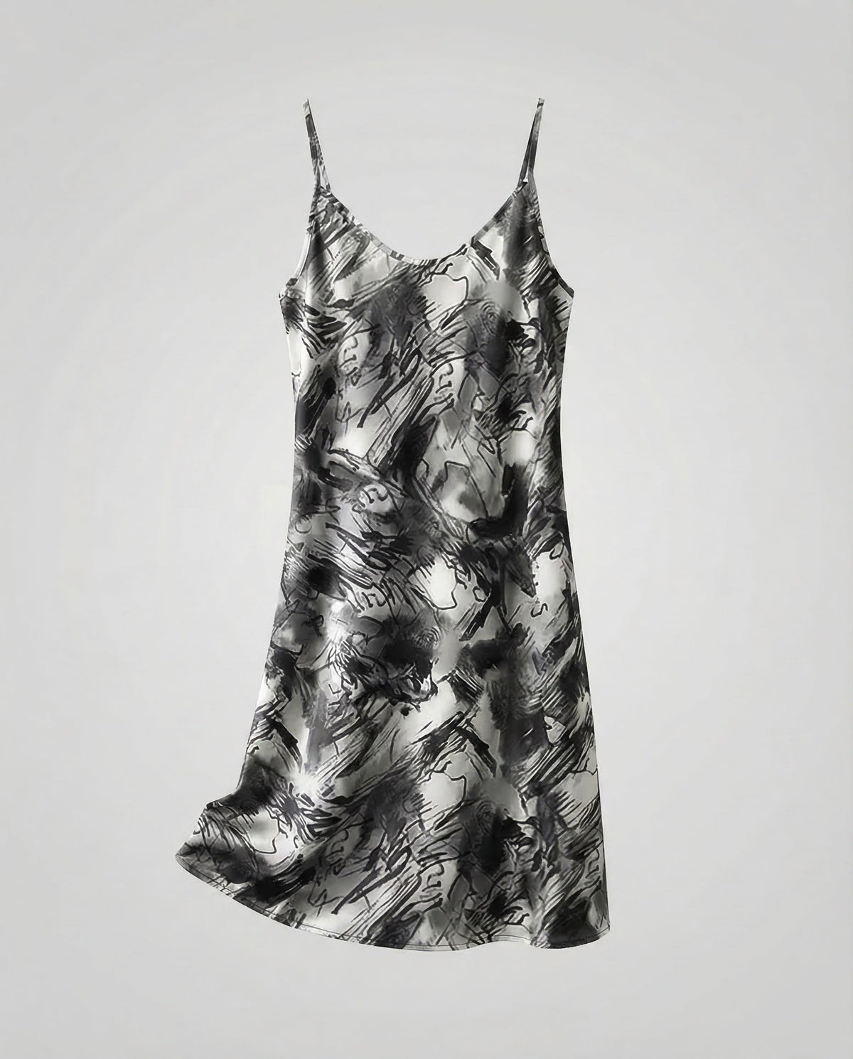 Women's Satin Slip Dress with Floral Pattern